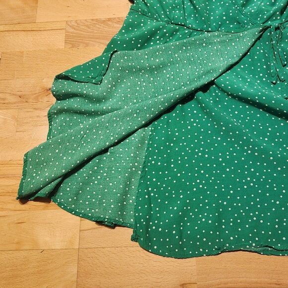 2/$15 A New Day Green Wrap, Vneck Dress White Polka Dots, Size M - Picture 6 of 8